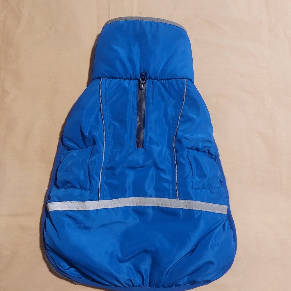 Blue Dog Jacket with Reflective Strip